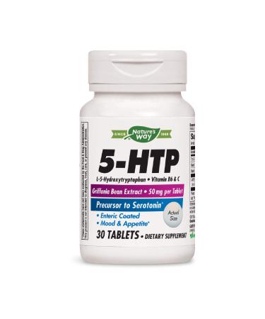 Nature's Way 5-HTP, L-5-Hydroxytryptophan Vitamin B6 + Vitamin C + Griffonia Bean Extract, 30 Count 30 Count (Pack of 1)