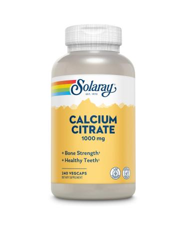 Solaray Calcium Citrate 1000mg Chelated Calcium Supplement for Bone Strength Healthy Teeth & Nerve Muscle & Heart Function Support Easy to Digest 60-Day Guarantee Vegan (240 Count (Pack of 1)) Unflavored 240 Count (Pack of 1)