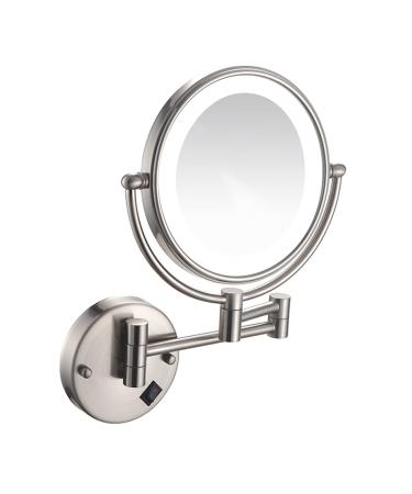 SRVNT 360  Swivel Extendable Makeup Mirror with Light  Brass Bathroom Shaving Mirror Wall-Mounted Magnifying Mirror Double-Sided Vanity Mirror