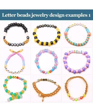 Iooleem Letter Beads, 1400pcs 4x7 Round Alphabet 4x7mm / Round, White &  Heart