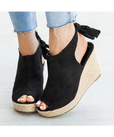 Women's Wedge Sandals With Thick Bottom,high-heeled, Flip-flops, Holiday  Casual, Light, Fashionable, Simple, Travel, Island, Four Seasons, Elastic  Band, Easy To Wear, Black | SHEIN USA