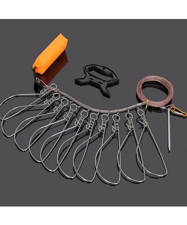Joyeee Fish Stringer Fishing Stringer with Foam Fishing Float and 9-Snap,  Heavy Duty Stainless Steel Silent Stringer Large Hooks Lock and Fish Float, Fishing  Gear Nylon String Long 6 m/19.7 Foot #6m