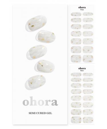 ohora Semi Cured Gel Nail Strips (N Silky Marble) - Works with Any Nail Lamps Salon-Quality Long Lasting Easy to Apply & Remove - Includes 2 Prep Pads Nail File & Wooden Stick