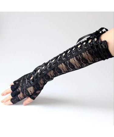 1pair Fashionable Ladies' Lace Fingerless Long Gloves, Perfect For