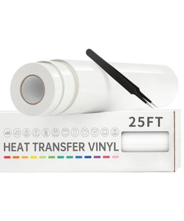 VinylRus Heat Transfer Vinyl-12 x 50ft White Iron on Vinyl Roll for Shirts, HTV  Vinyl for Silhouette Cameo, Cricut, Easy to Cut & Weed