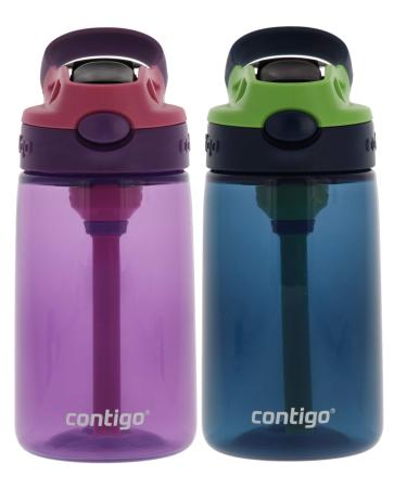 Contigo Kids Plastic Spill-Proof Tumbler with Straw 2-Pack Gummy and Green  14 oz