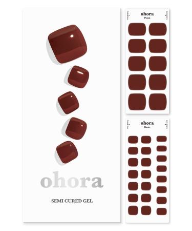 ohora Semi Cured Gel Nail Strips (P Chilly Red) - Works with Any Nail Lamps  Salon-Quality  Long Lasting  Easy to Apply & Remove - Includes 2 Prep Pads  Nail File & Wooden Stick