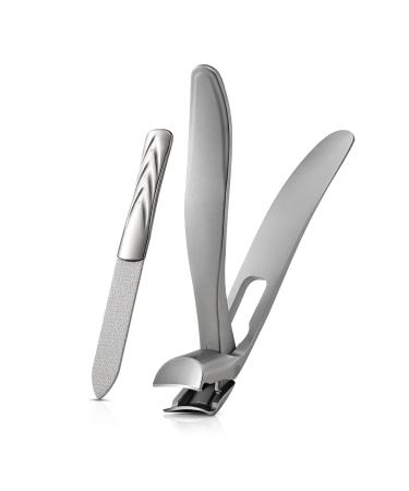 BEZOX Angled Head Nail Clippers for Seniors - Ergonomic Toenail Clipper for  Thick Nails Premium Steel Nail Cutter Trimmer with Catcher for Men and  Women - Silver