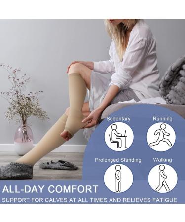 Beister 20-30 mmHg Knee High Compression Socks for Women Men Calf