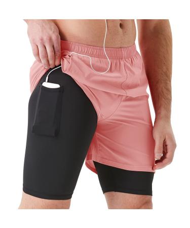 TENJOY Men's Running Shorts Gym Athletic Workout Shorts for Men 3 inch  Sports Shorts with Zipper Pocket Black Medium