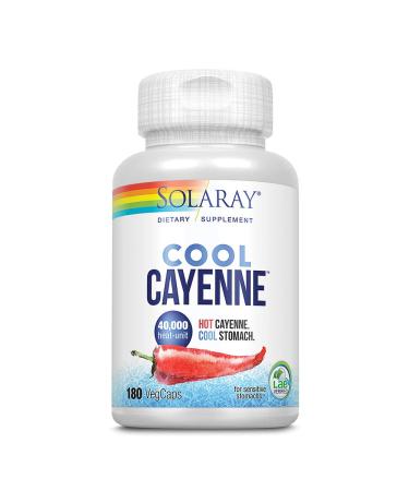 Solaray Cool Cool Cayenne 40,000 HU | Healthy Digestion, Circulation, Metabolism & Cardiovascular Support | 180 VegCaps