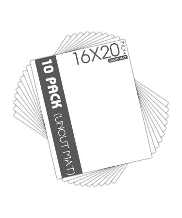 Mat Board Center, Pack of 10, 18x24 for 16x20 White Photo Picture Mats -  Acid Free, 4-ply Thickness, White Core - for Pictures, Photos, Framing