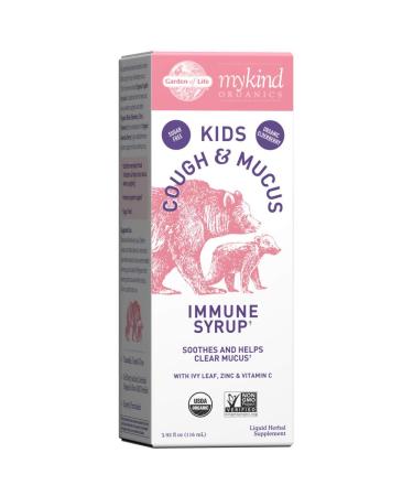 Garden of Life Mykind Organics Kids Cough & Mucus Immune Syrup with Ivy Leaf Zinc & Vitamin C 3.92 fl oz (116 ml)