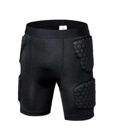 TUOY Padded Compression Shorts 5-Pads Football Girdle Hip Thigh Protector  Adult Sizes Medium Black
