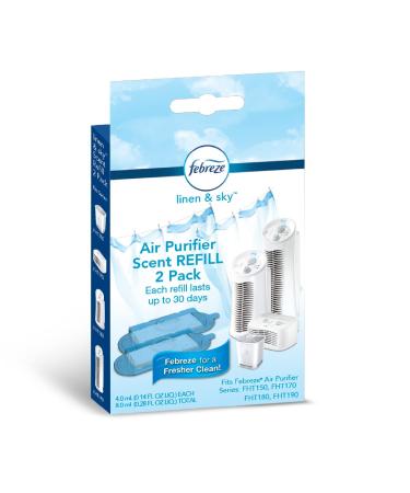 Febreze Linen & Sky Air Purifier Scent Refill Cartridge, 2-Pack, White, 2 per Pack Linen & Sky Refill Cartridge