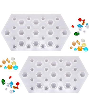 DD-life 2PCS 3D Diamond Gem Silicone Mold  Clear Silicone Mold for Making Clay Resin Epoxy Crafting Projects 27 cavity