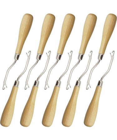 ROYHOO 10PCS Wooden Handle Scratch Awl for Leather Punch Hole or DIY  Handmade Pin Punching