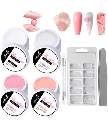 Lofuanna Poly Gel Nail Extension Kit, Clear and Nude Poly Extension Gel  with UV Nail Lamp and Basic Nail Art Tools Manicure Kit, Beginner Starter  Builder Glue Gel Kit DIY at Home