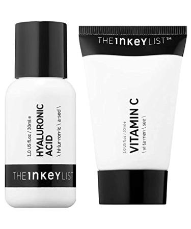 The Inkey List Face Serum And Cream Skincare Set! Hyaluronic Acid Serum And Vitamin C Cream! Antioxidant & Skin Brightening Face Cream! Hydrating Serum For Wrinkles  Dryness And Fine Lines!