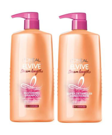 L'Oreal Paris Elvive Dream Lengths Shampoo and Conditioner Kit for Long, Damaged Hair (Set of 2) Shampoo & Conditioner set 2 Count (Pack of 1)