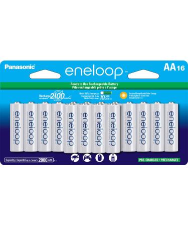 Panasonic BK-3MCCA16FA eneloop AA 2100 Cycle Ni-MH Pre-Charged Rechargeable Batteries, 16-Battery Pack AA 16-Pack Batteries only