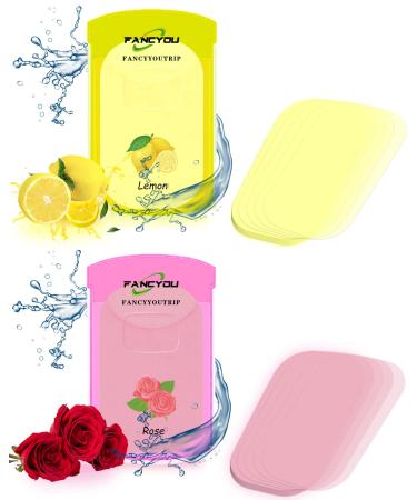 fancyou Soap Confetti (300 Sheets) Lemon + Rose Soap Sheets for Traveling Travel Soap Paper Foaming Mini Disposable Skin Friendly for Outdoor Home Camping(Lemon Rose) Lemon 150pcs + Rose 150pcs 300 Count (Pack of 1)