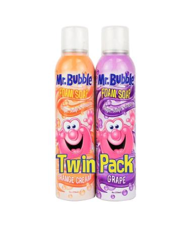 Mr. Bubble Twin Pack Foam Soap - Create Kids Bath Slime, Sculpt Mountains of Soft, Fluffy, Moldable Soap - Gentle, Scented Gooey Foam Perfect for Sensitive Skin (Pack of 2, 8 fl oz Each)