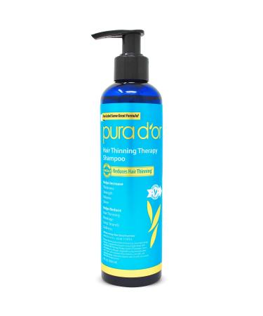 PURA D'OR Hair Thinning Therapy Biotin Shampoo ORIGINAL Scent (8oz) w/Argan Oil Herbal DHT Blockers Zero Sulfates Natural Ingredients For Men & Women All Hair Types (Packaging may vary) Golden
