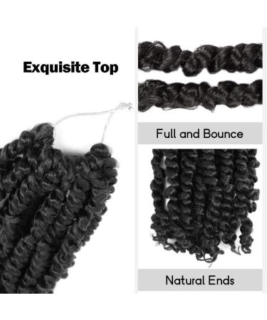 WUDAS Short Passion Twist Hair 8 Inch Pre-twisted Passion Twists Crochet  Hair Pre-looped Synthetic Crochet Braids (7 Packs,1B) 8 Inch (Pack of 7) 1B