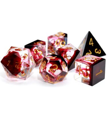 Haxtec Bloodstained Metal DND Dice Set Blood Polyhedral D&D Dice for  Dungeons and Dragons Gift TTRPG Antique Metal Halloween Dice