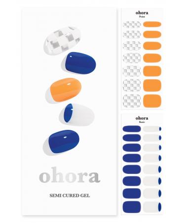 ohora Semi Cured Gel Nail Strips (N Orange Soda) - Works with Any Nail Lamps Salon-Quality Long Lasting Easy to Apply & Remove - Includes 2 Prep Pads Nail File & Wooden Stick