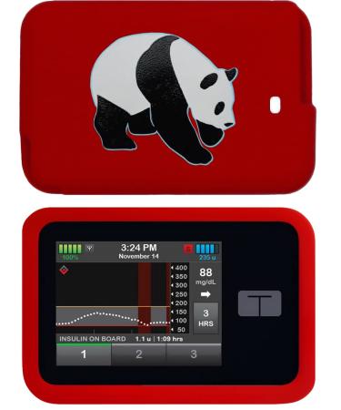 Premium Silicone Case with A Panda Pattern for Tandem Diabetes Care Insulin Pump T:Slim X2 Pump (red-Panda)