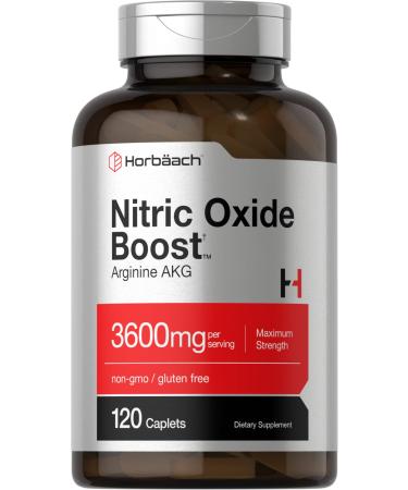 Nitric Oxide Booster 3600mg | 120 Caplets | Nitric Oxide Pills with Arginine AKG for Men and Women | Non-GMO, Gluten Free Pre Workout Supplement | by Horbaach