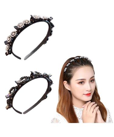 ShiQiao Spl Black Leather Chain Headband Hairband Metal Braided Headbands  Thin Hair Bands for Women's Hair Accessories for Girls