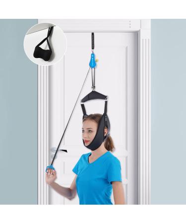 Cervical Neck Traction Device for Home Use, Portable Neck Stretcher Hammock Over Door for Neck Pain Relief, Neck Sling for Spine Decompression