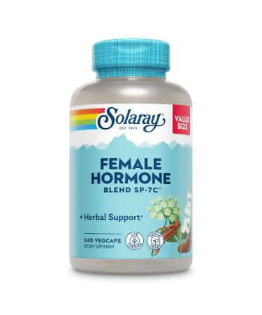 SOLARAY Female Hormone Blend SP-7C, Herbal Support Hormonal Balance for Women with Black Cohosh, Dong Quai, Wild Yam, and More, Vegan, Lab Verified, 60-Day Guarantee, 120 Servings, 240 VegCaps 240 Count (Pack of 1)