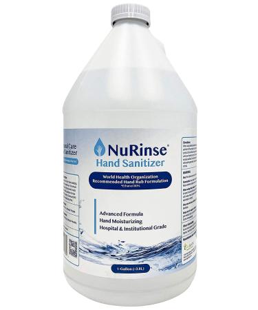 NuRinse Liquid Hand Sanitizer - One Gallon Medical Grade, Unscented 80% Alcohol (128 fl oz) - Made in USA Liquid 128 Fl Oz (Pack of 1)
