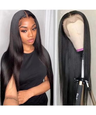 30 Inch HD Lace Front Wigs Human Hair Pre Plucked 160 Density Straight Lace Frontal Wigs Human Hair for Black Women 13x4 Glueless Transparent Lace Wigs Brazilian Virgin Hair Natural Hairline with Baby Hair 30 Inch 13x4 Tra…