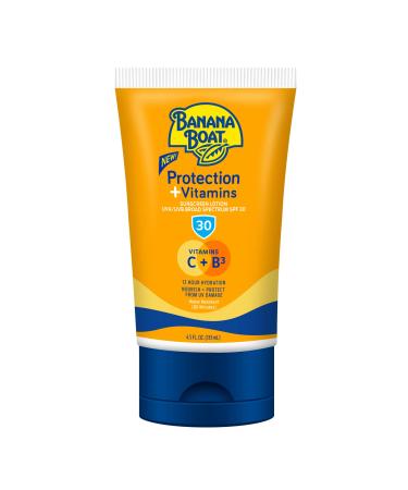 Banana Boat Protection + Vitamins Sunscreen Lotion SPF 30 | Moisturizing Sunscreen with Vitamin C & B3 | Banana Boat Vitamin C Lotion Sunscreen  Vitamin B3 & Vitamin C Sunscreen  4.5 oz. 4.50 Fl Oz (Pack of 1)