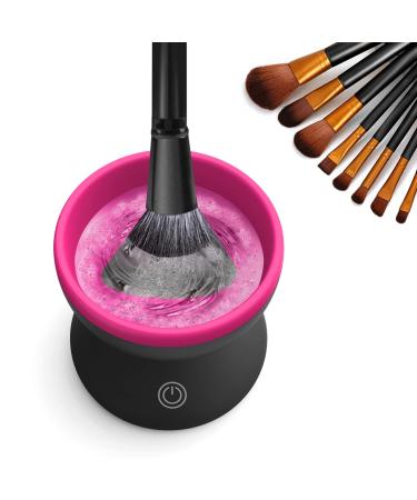 Electric Makeup Brush Cleaner Machine - Alyfini Portable Automatic USB Cosmetic Brush Cleaner Tools for All Size Beauty Makeup Brushes Set (Black)