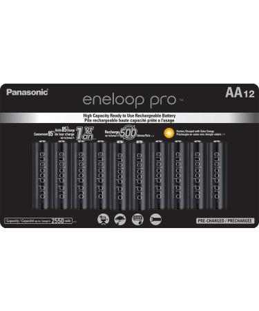 Panasonic BK-3HCCA12FA eneloop pro AA High Capacity Ni-MH Pre-Charged Rechargeable Batteries, 12-Battery Pack