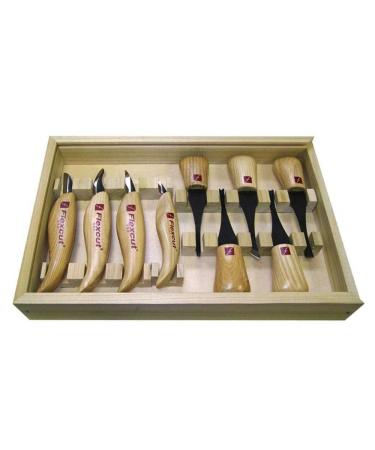 Flexcut Carving Tools  Deluxe Palm & Knife Set  with 4 Carving Knives and 5 Palm Tools (KN700)