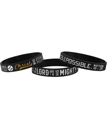 Sainstone Power of Faith Baseball Bible Verse Silicone Wristbands with  Christian Inspirational Sayings, Set 3 of Scriptures Motivational Rubber  Bracelets Sports Gifts Black Golden