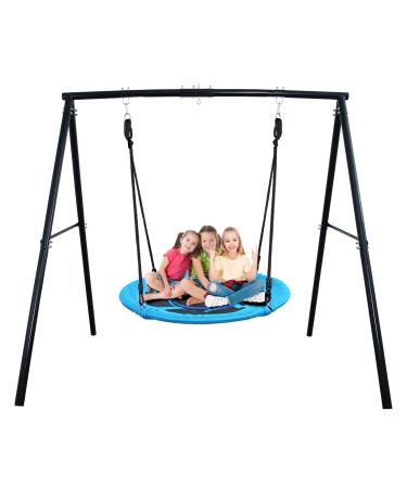 Trekassy 440lbs Swing Set with 40 Inch Saucer Tree Swing Swivel and Heavy Duty A-Frame Metal Swing Stand
