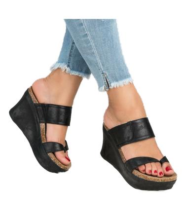 BIAJIAZHUA Summer Hallux Valgus Womens Flat Sandals Fashion Cross Strappy  Lightweight Foot Correction Flip Flops Roman Style Ladies Orthopedic Bunion  Corrector Slippers (Color : Black Size : 5) 5 Black