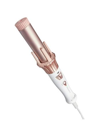 KISS Instawave 101 Automatic Curler - Rotating Curling Iron, 1.25 Inch Pearl Ceramic Tourmaline Barrel Heats Up To 400°, 2 Directional Spinner, Rose Gold Finish, 1.14 Lbs.
