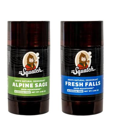 Dr. Squatch Natural Deodorant for Men – Odor-Squatching Men's Deodorant  Aluminum Free - Alpine Sage + Fresh Falls (2.65 oz, 2 Pack) : Beauty &  Personal Care 