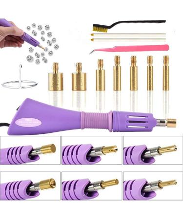 Hotfix Applicator, 7 in 1 Hot Fixed Wand Bedazzler Kit, Rhinestones Setter  Wand Tool with 7 Different Tip Sizes, DIY Bedazzler Kit with Rhinestones  with Support Stand (American standard (purple))