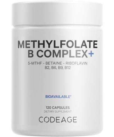 Codeage Methylfolate B Complex Supplements - 5 MTHF Methylcobalamin 1000mcg Methylated Vitamin B12 Riboflavin Betaine Vitamins B6 Methylation Cycle MTHFR - 2 Months - 120 Capsules