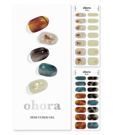 ohora Semi Cured Gel Nail Strips (N Dreaming) - Works with Any UV Nail Lamps Salon-Quality Long Lasting Easy to Apply & Remove - Includes 2 Prep Pads Nail File & Wooden Stick